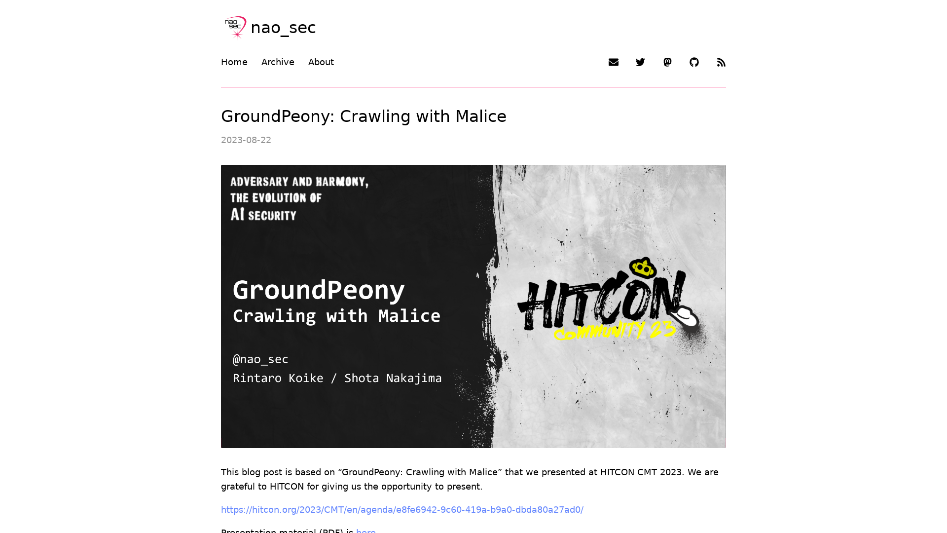 GroundPeony: Crawling with Malice | @nao_sec