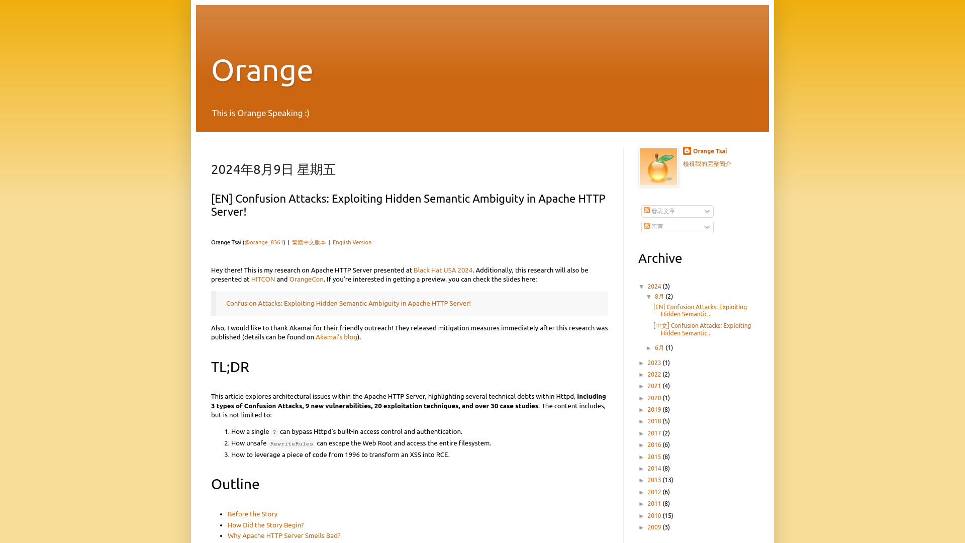 Orange: [EN] Confusion Attacks: Exploiting Hidden Semantic Ambiguity in Apache HTTP Server!