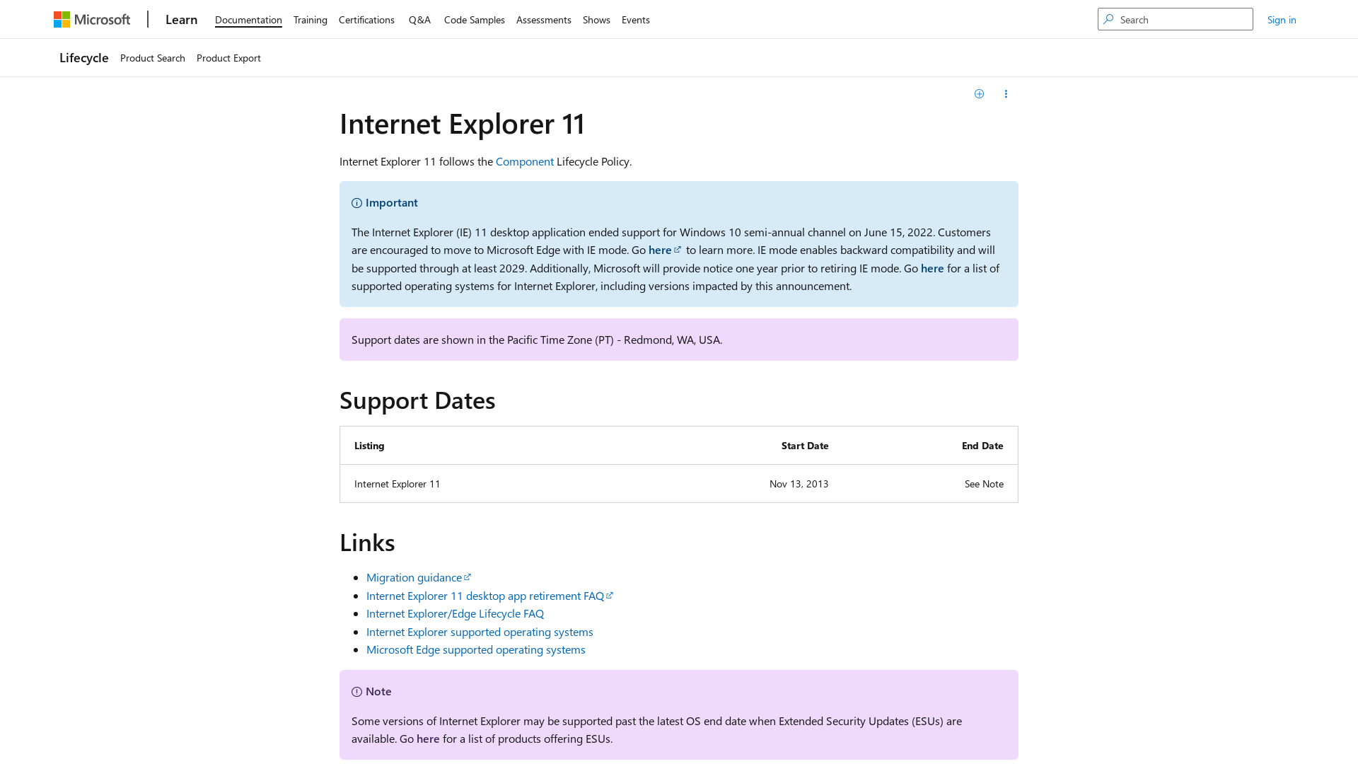 Internet Explorer 11 - Microsoft Lifecycle | Microsoft Learn