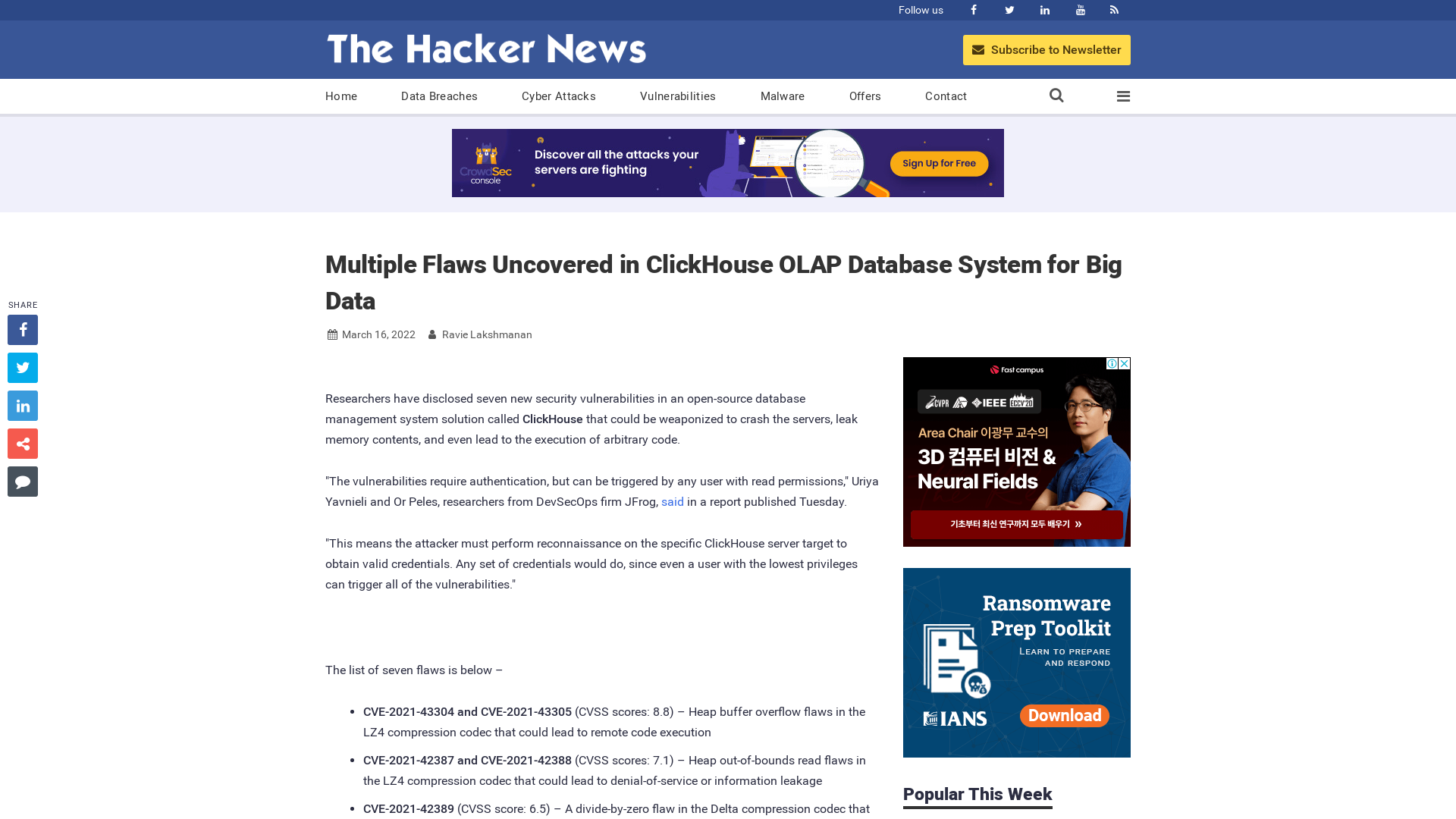 Multiple Flaws Uncovered in ClickHouse OLAP Database System for Big Data