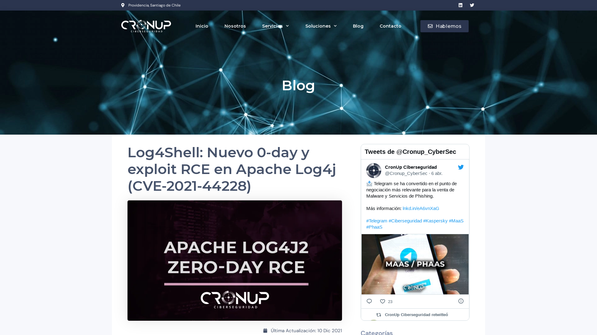 Log4Shell: Nuevo 0-day Y Exploit RCE En Apache Log4j (CVE-2021-44228) | CronUp Ciberseguridad
