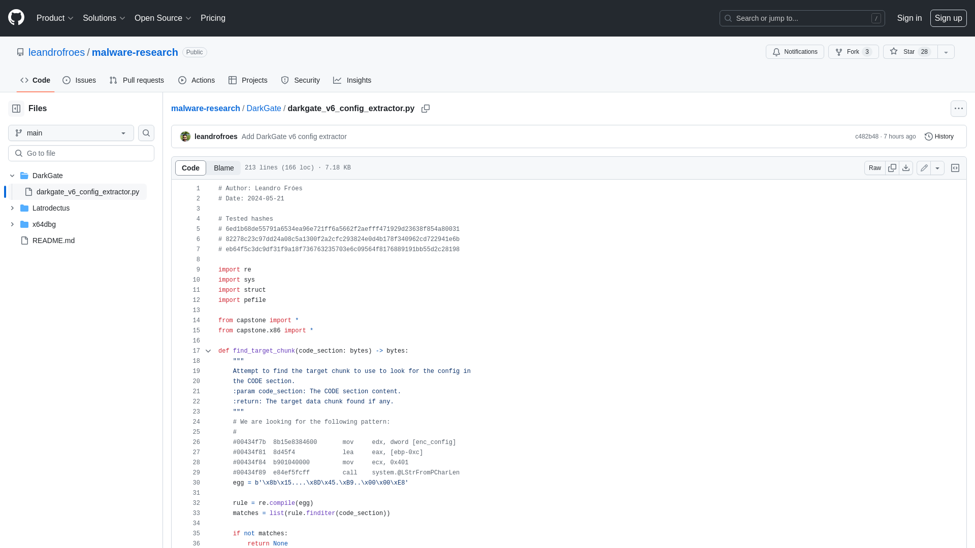 malware-research/DarkGate/darkgate_v6_config_extractor.py at main · leandrofroes/malware-research · GitHub