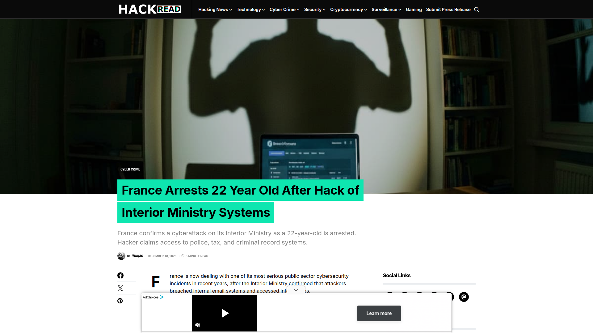 France Arrests 22 Year Old After Hack of Interior Ministry Systems – Hackread – Cybersecurity News, Data Breaches, AI, and More
