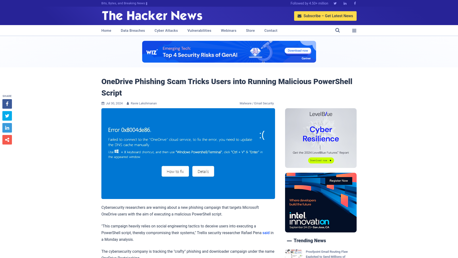 OneDrive Phishing Scam Tricks Users into Running Malicious PowerShell Script