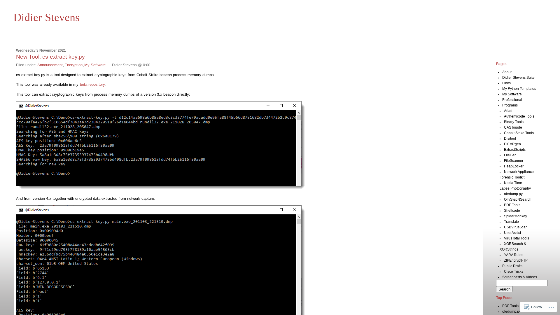 New Tool: cs-extract-key.py | Didier Stevens