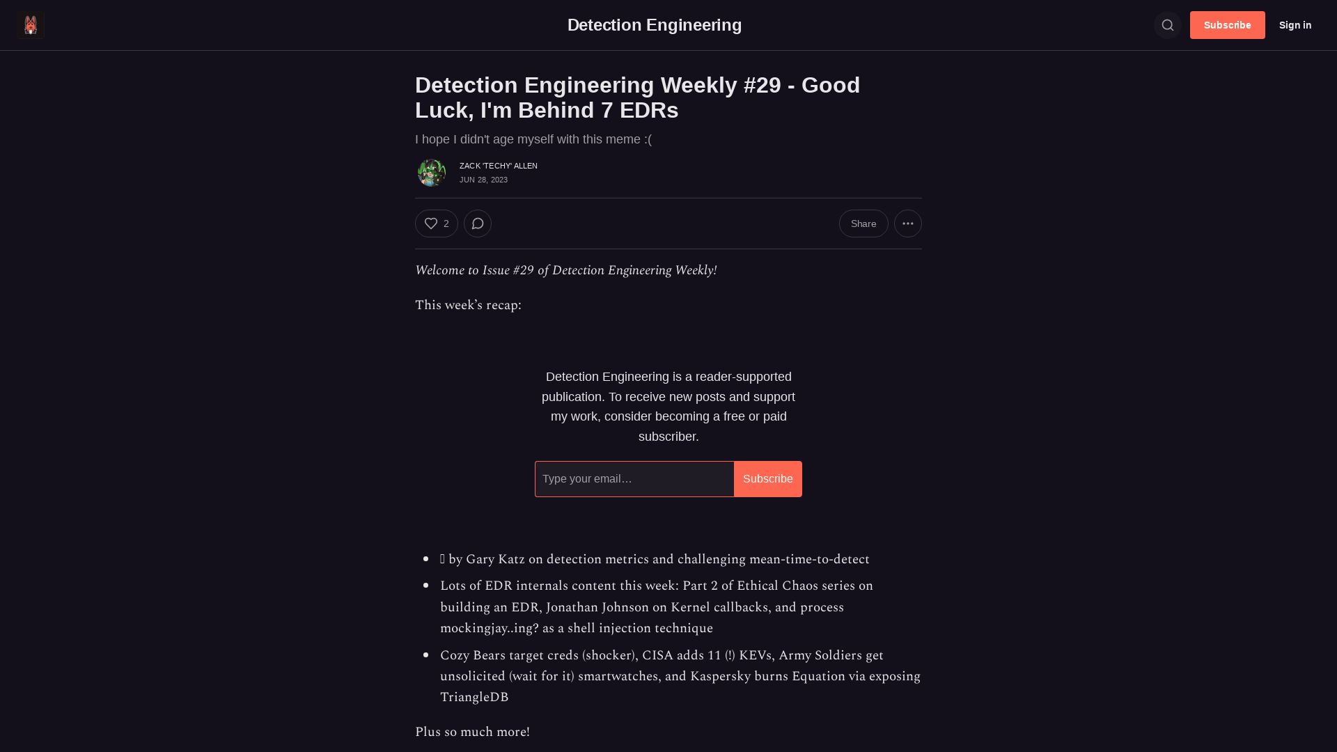 Detection Engineering Weekly #29 - Good Luck, I'm Behind 7 EDRs