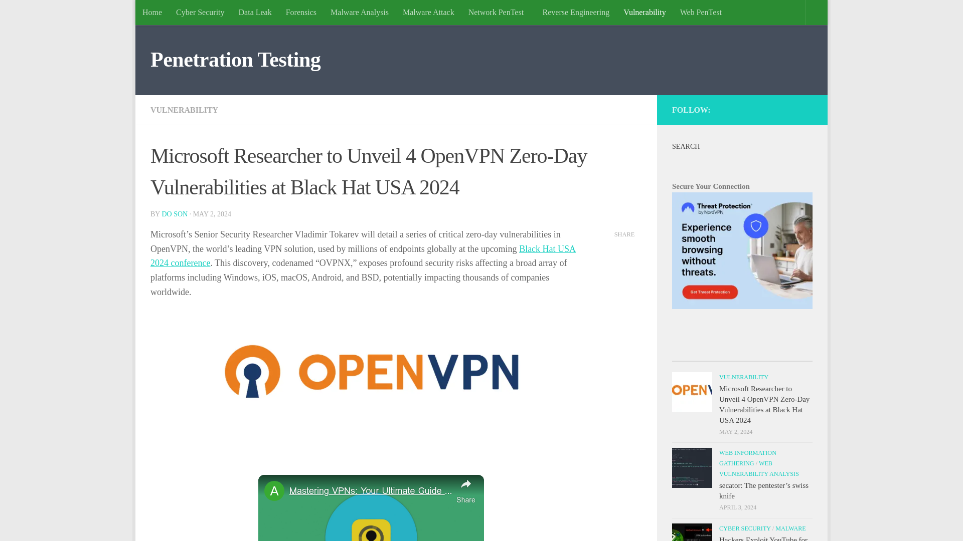 Microsoft Researcher to Unveil 4 OpenVPN Zero-Day Vulnerabilities at Black Hat USA 2024