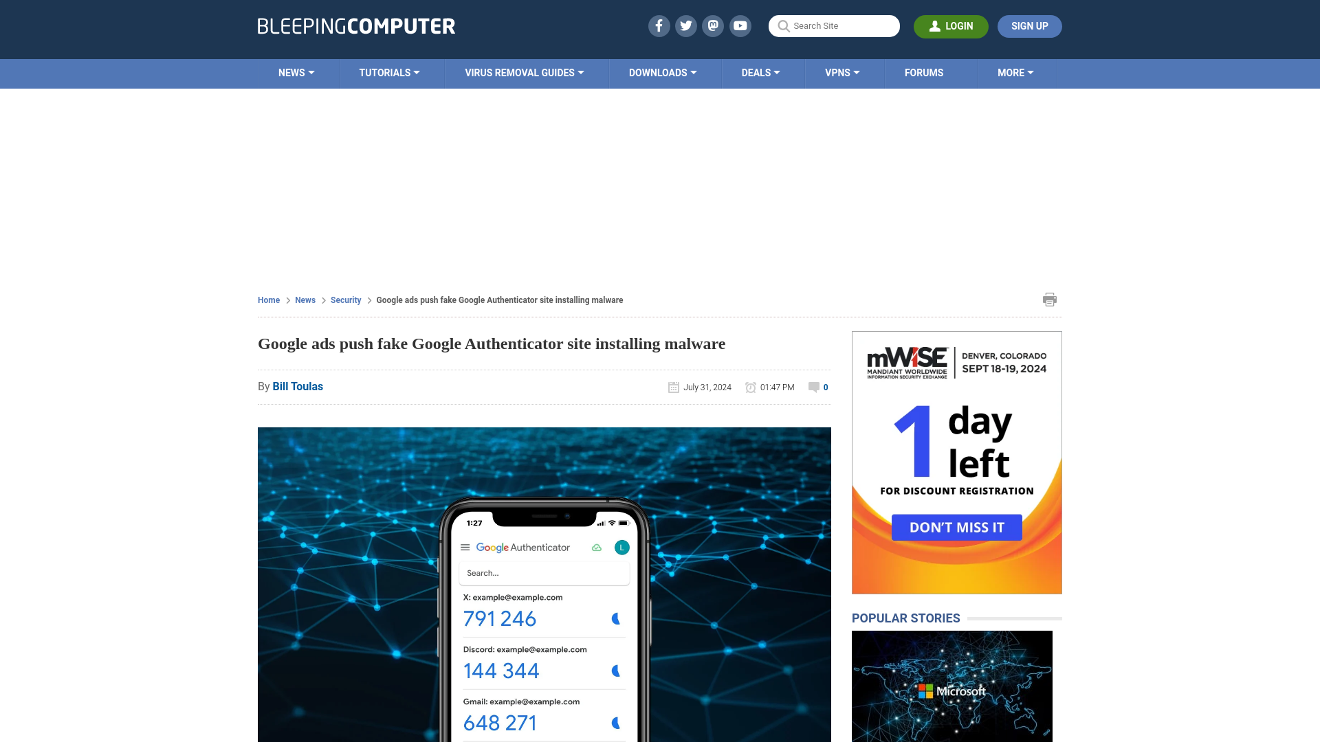 Google ads push fake Google Authenticator site installing malware