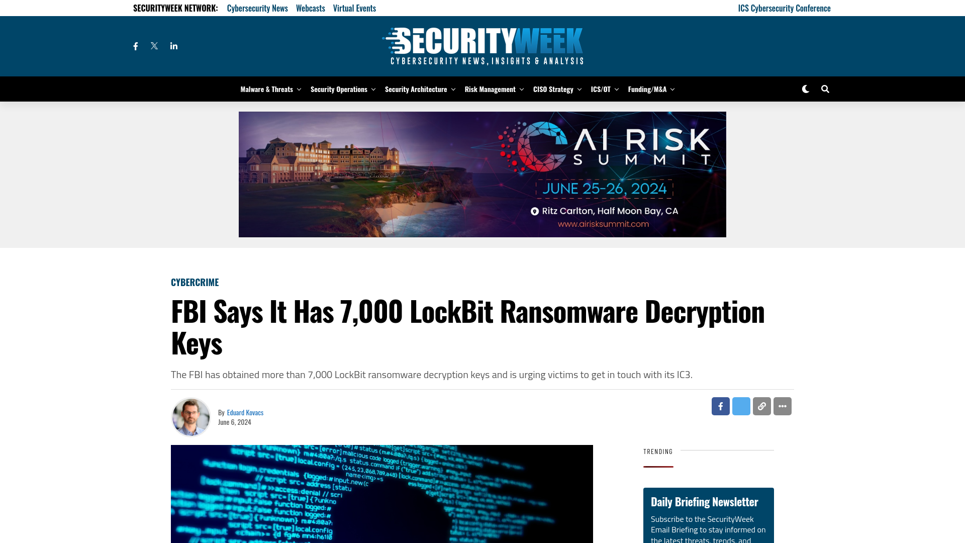 FBI Says It Has 7,000 LockBit Ransomware Decryption Keys - SecurityWeek