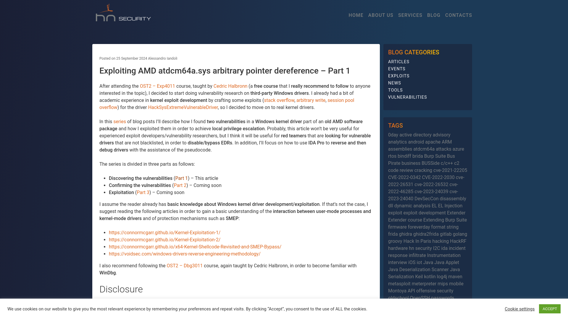 Exploiting AMD atdcm64a.sys arbitrary pointer dereference - Part 1 - hn security