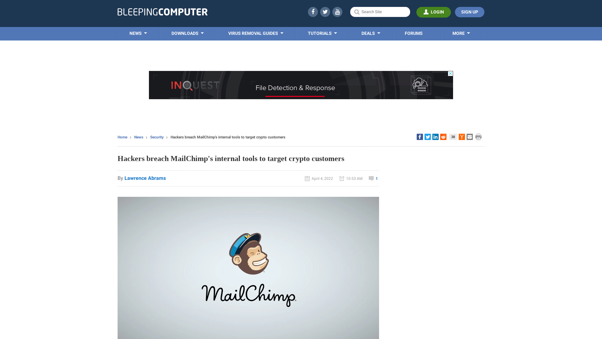 Hackers breach MailChimp's internal tools to target crypto customers