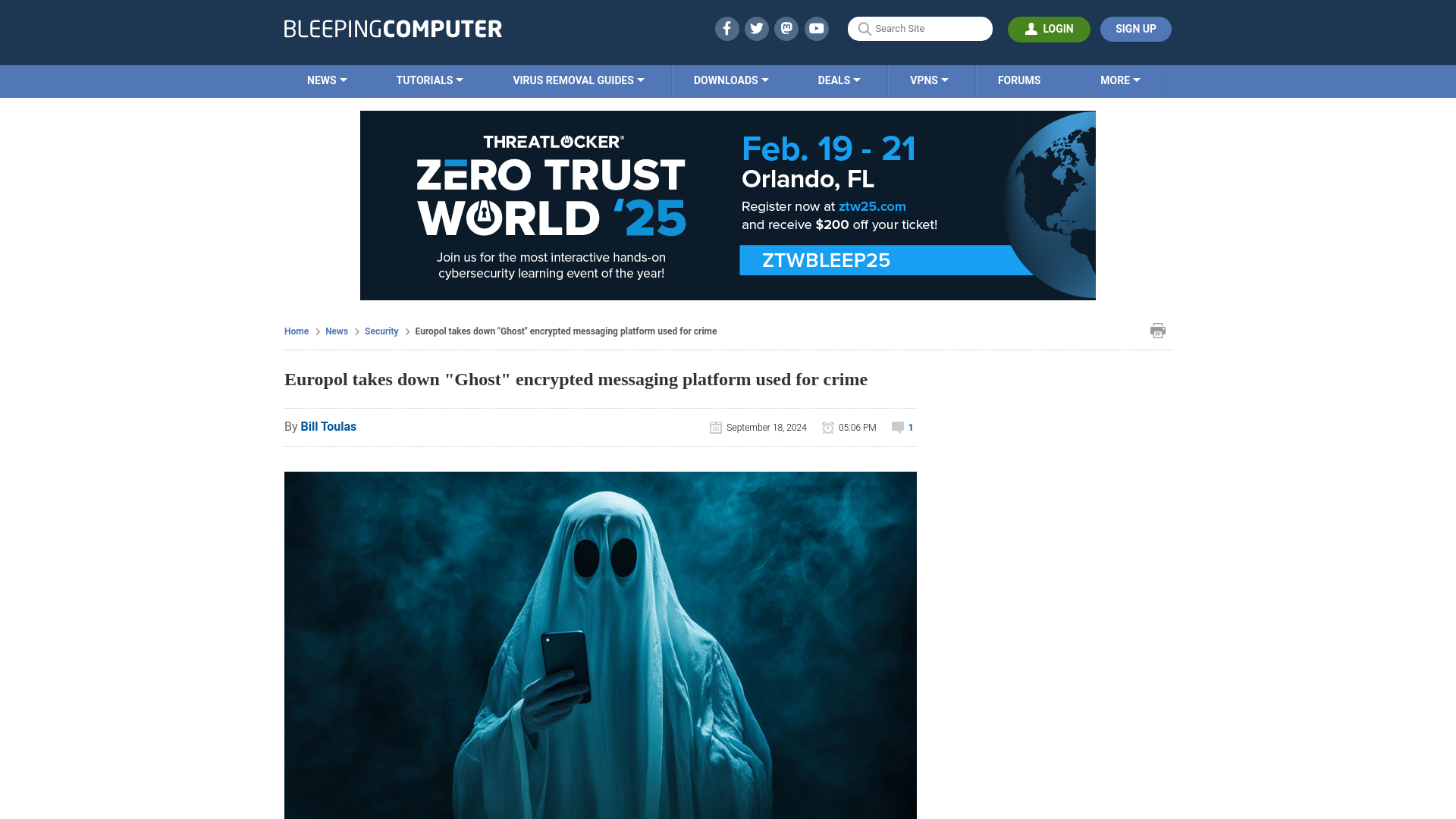 Europol takes down "Ghost" encrypted messaging platform used for crime