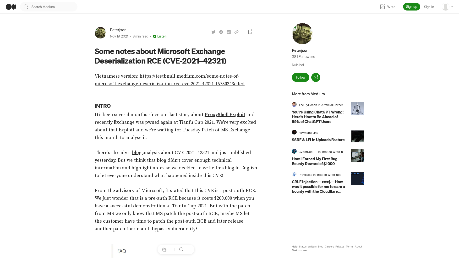 Some notes about Microsoft Exchange Deserialization RCE (CVE-2021–42321) | by Peterjson | Medium