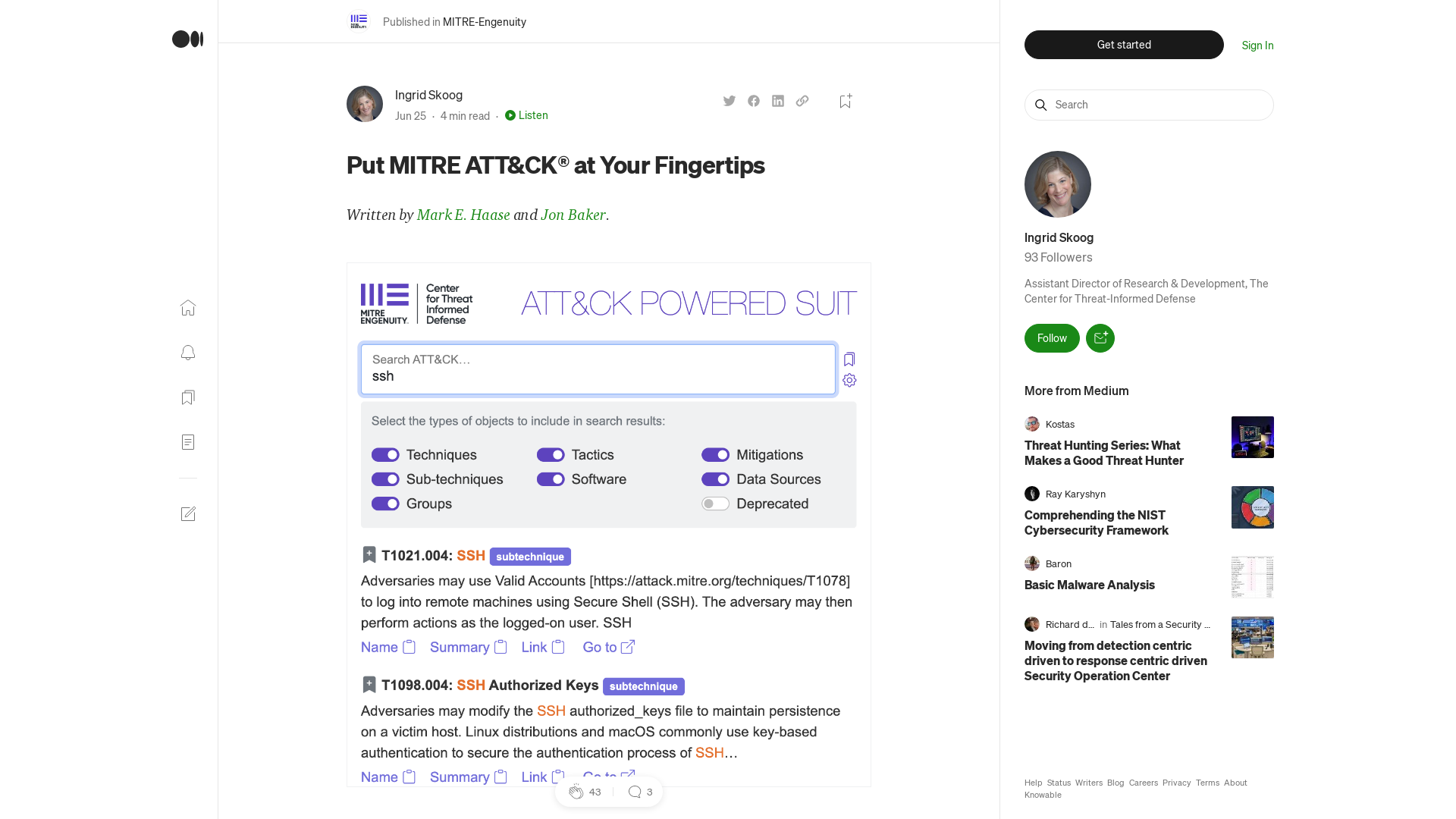 Put MITRE ATT&CK® at Your Fingertips | by Ingrid Skoog | MITRE-Engenuity | Jun, 2022 | Medium