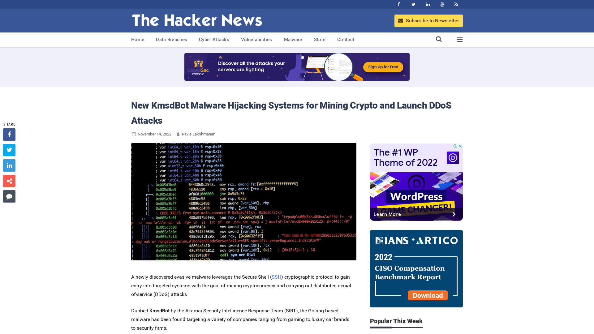 New KmsdBot Malware Hijacking Systems for Mining Crypto and Launch DDoS Attacks