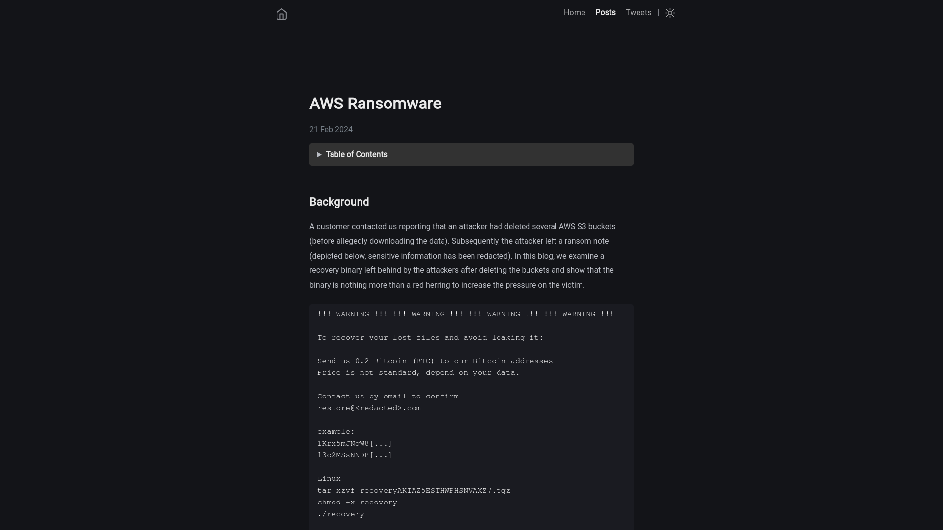 AWS Ransomware | dfir.ch