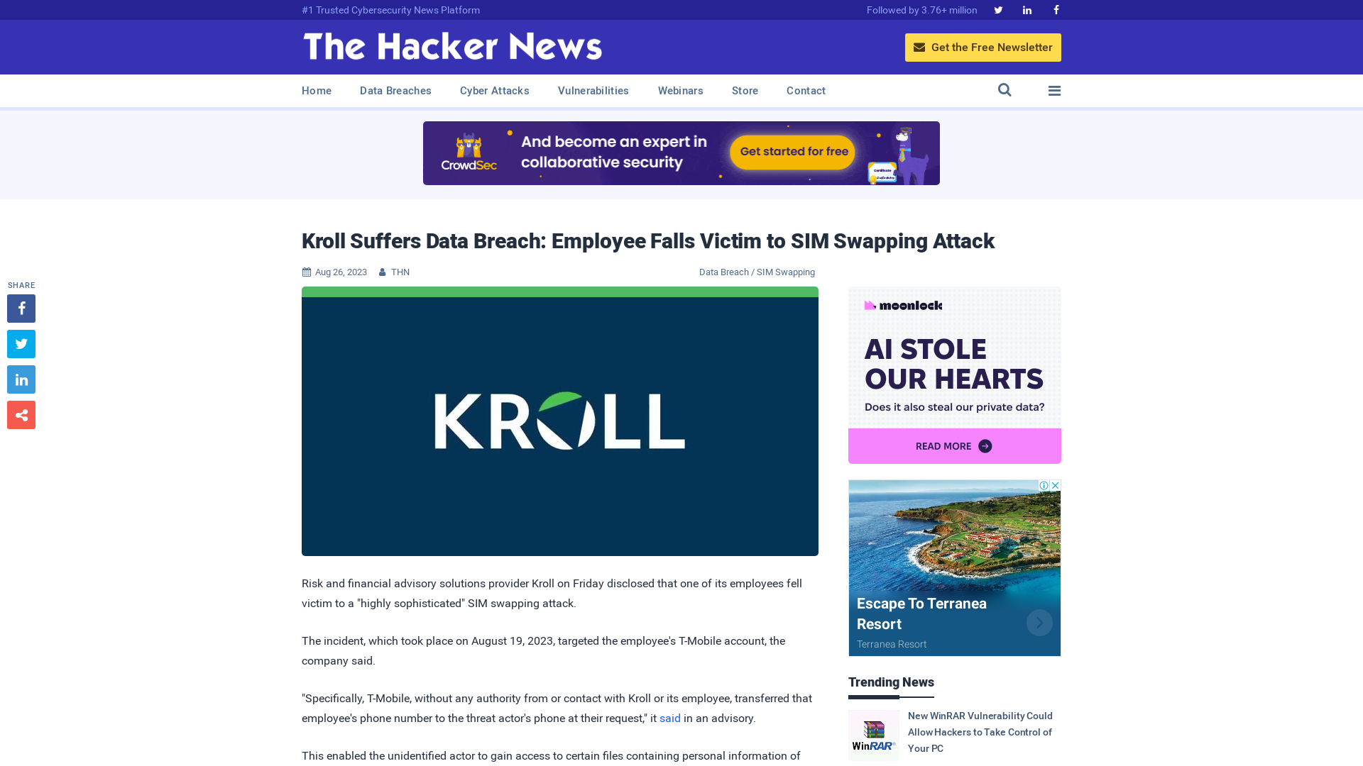 Kroll Suffers Data Breach: Employee Falls Victim to SIM Swapping Attack