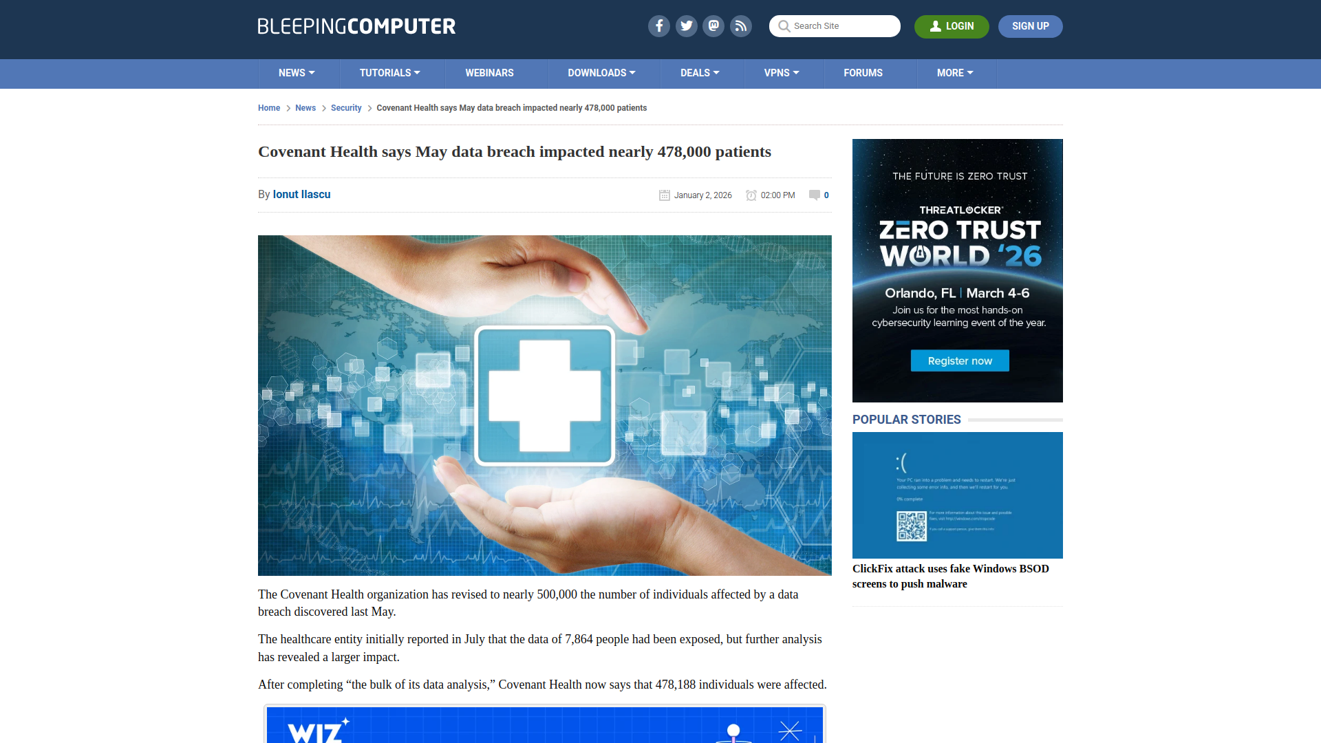 Covenant Health says May data breach impacted nearly 478,000 patients