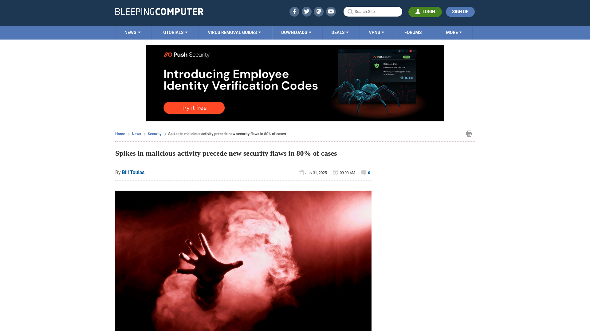 Spikes in malicious activity precede new security flaws in 80% of cases