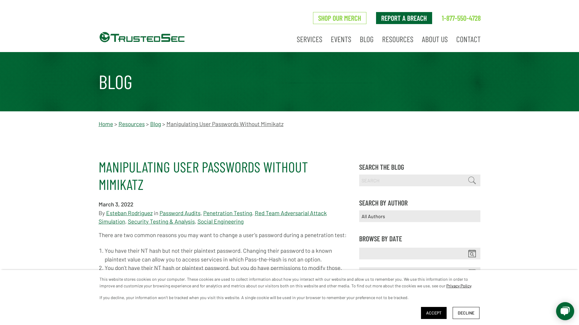 Manipulating User Passwords Without Mimikatz - TrustedSec