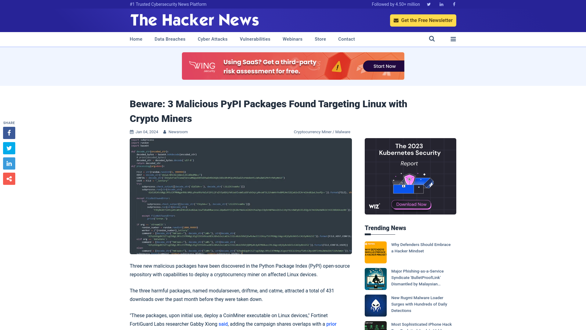 Beware: 3 Malicious PyPI Packages Found Targeting Linux with Crypto Miners