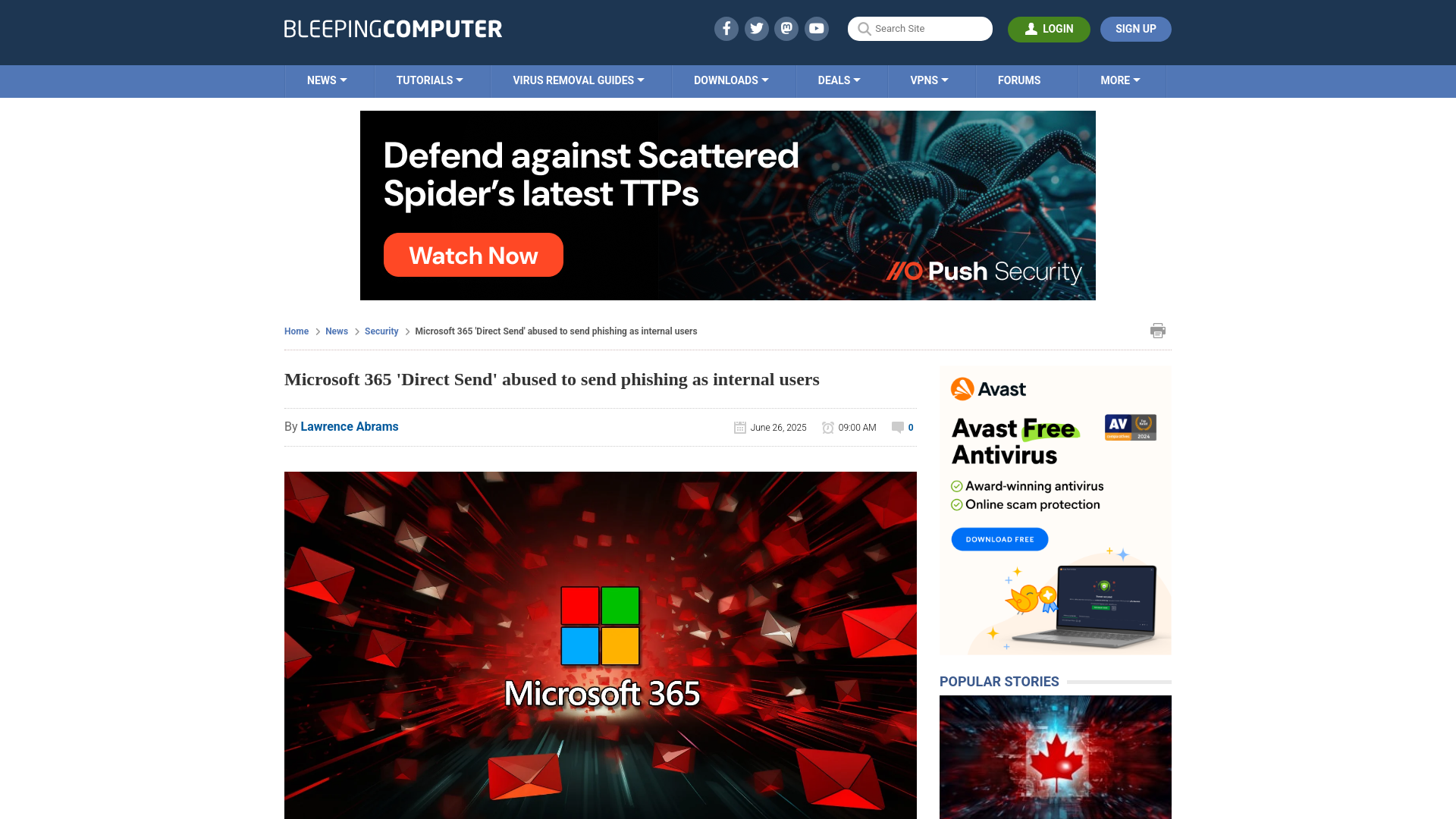 Microsoft 365 'Direct Send' abused to send phishing as internal users