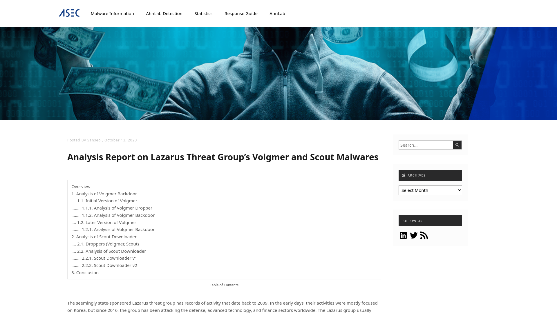 Analysis Report on Lazarus Threat Group's Volgmer and Scout Malwares - ASEC BLOG