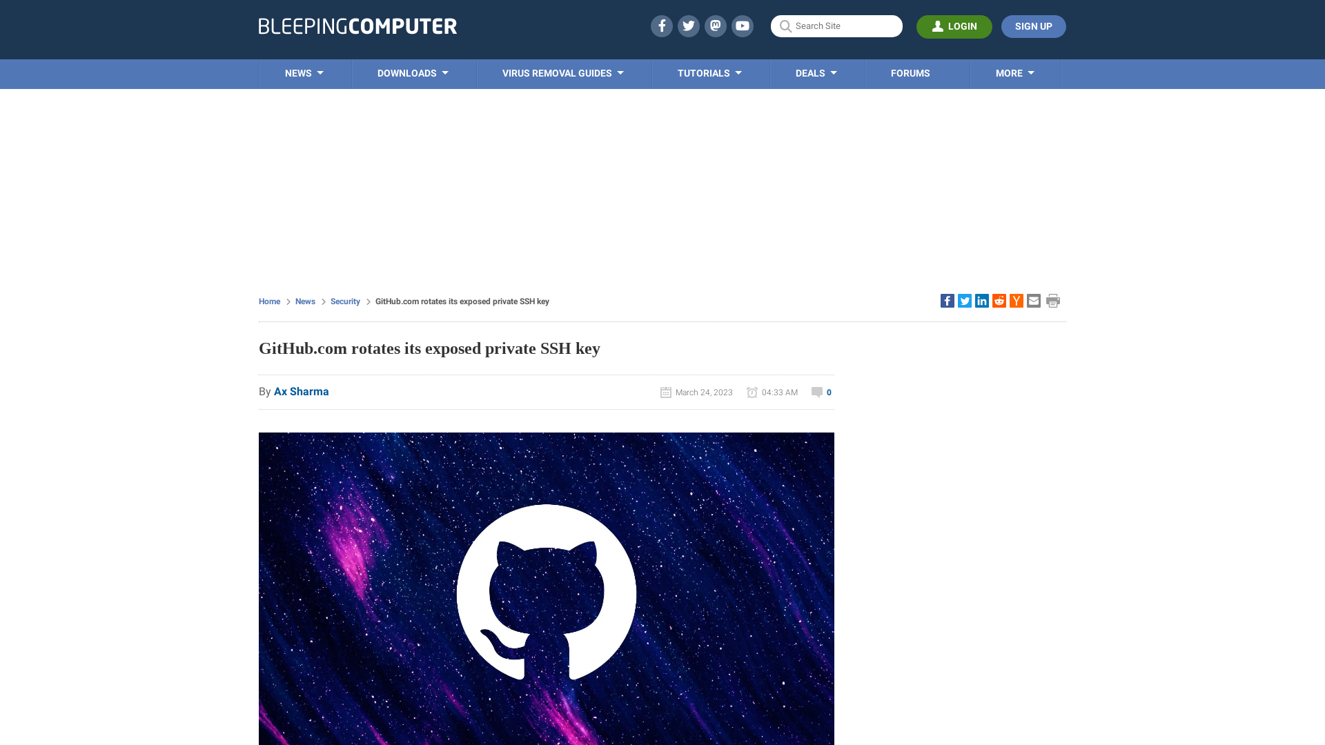 GitHub.com rotates its exposed private SSH key