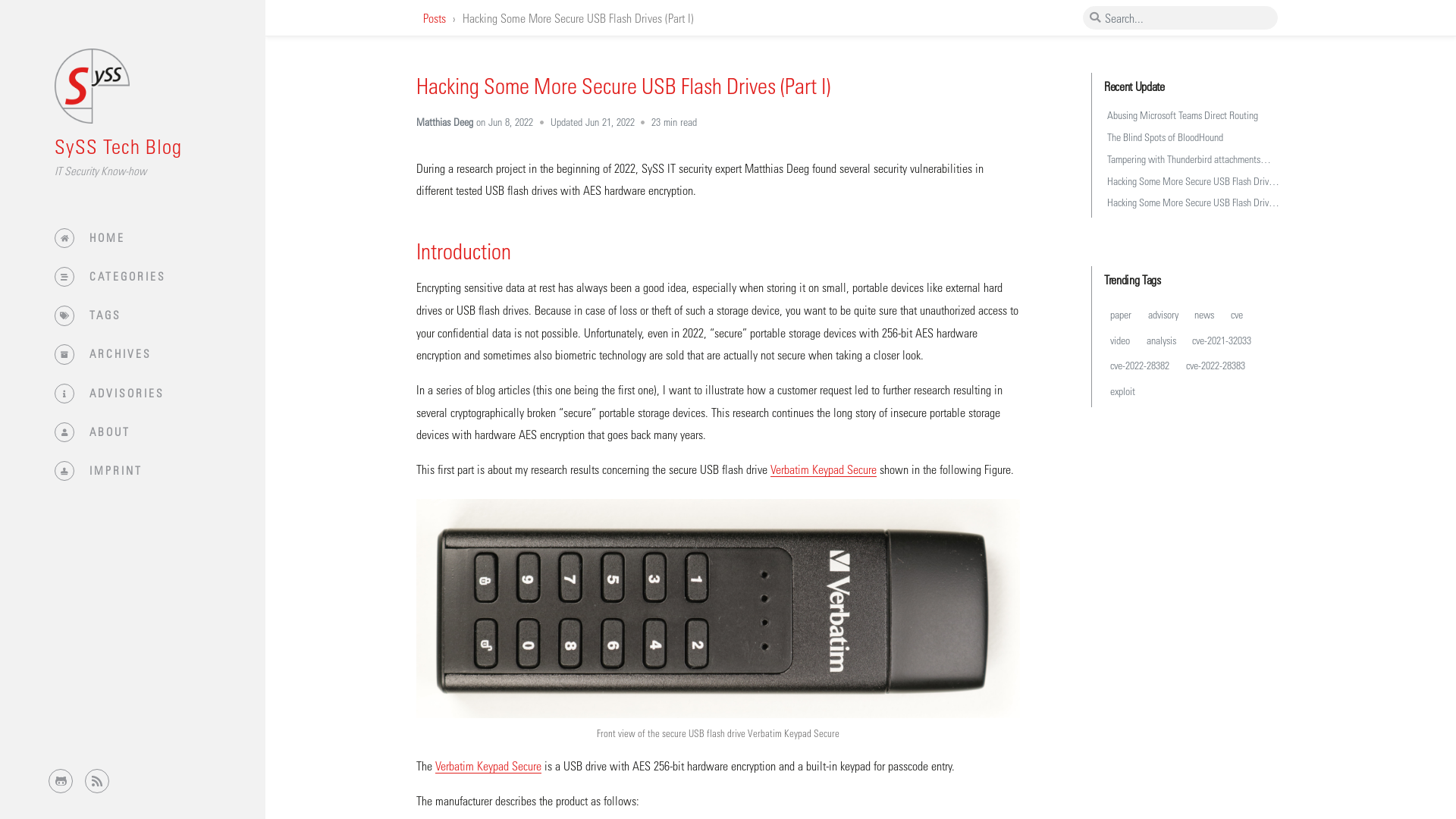 Hacking Some More Secure USB Flash Drives (Part I) | SySS Tech Blog