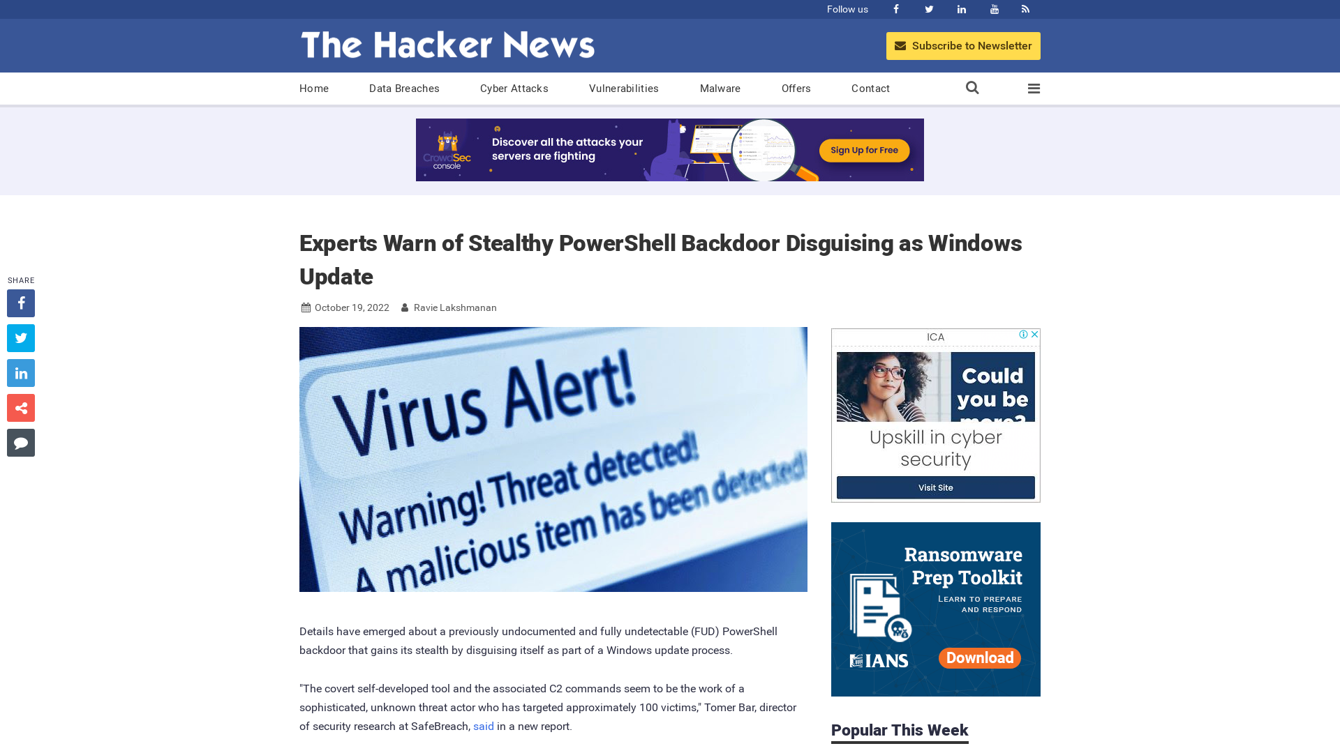 Experts Warn of Stealthy PowerShell Backdoor Disguising as Windows Update