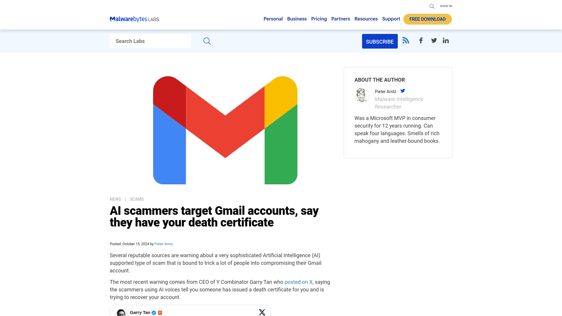 AI scammers target Gmail accounts, say they have your death certificate | Malwarebytes