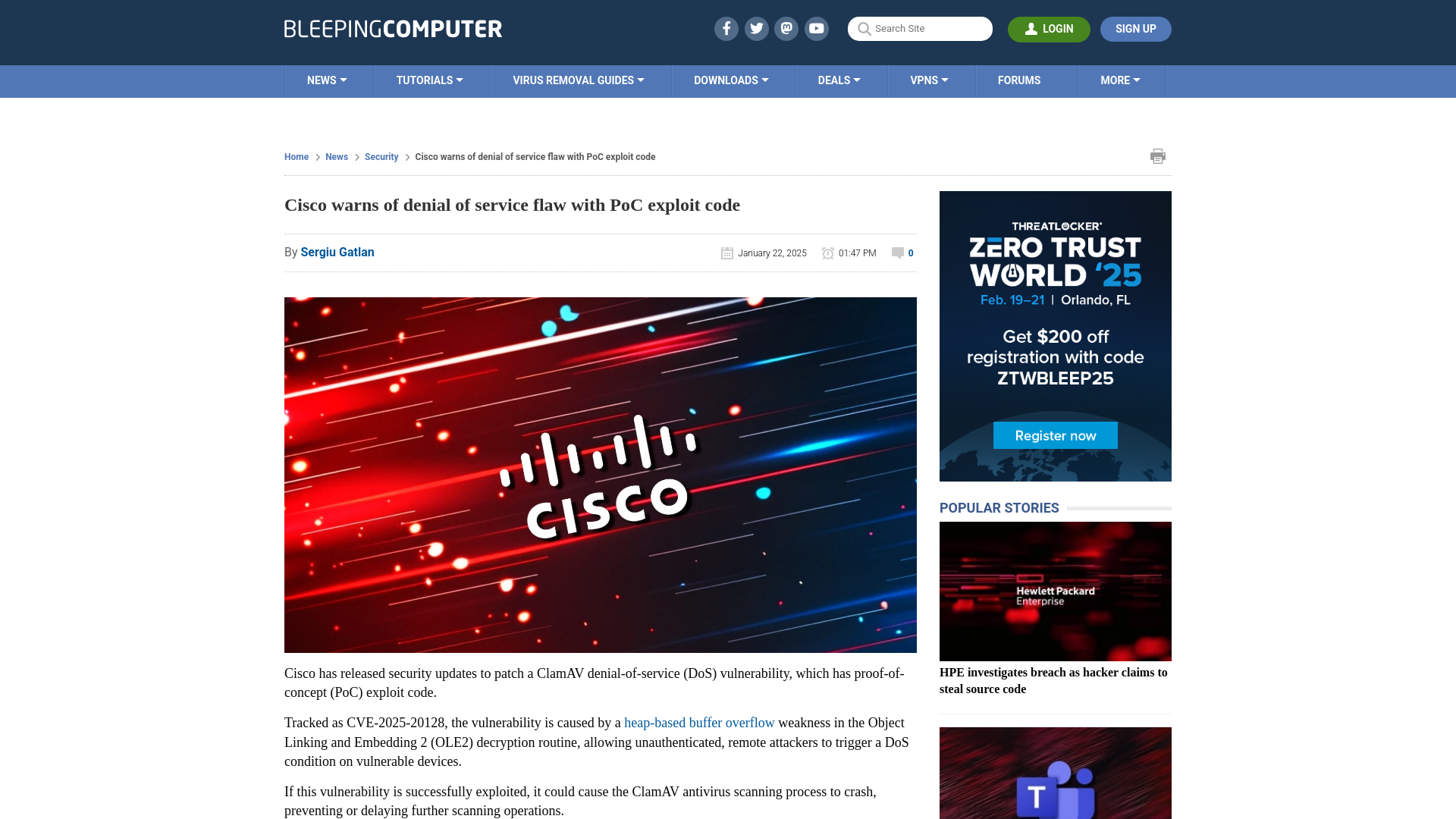 Cisco warns of denial of service flaw with PoC exploit code