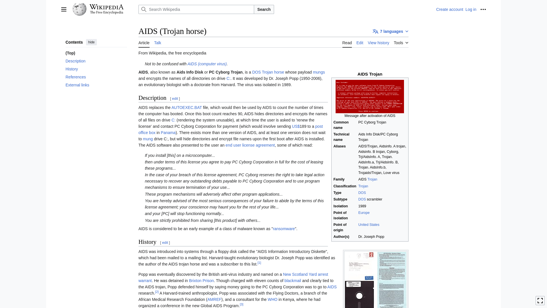 AIDS (Trojan horse) - Wikipedia