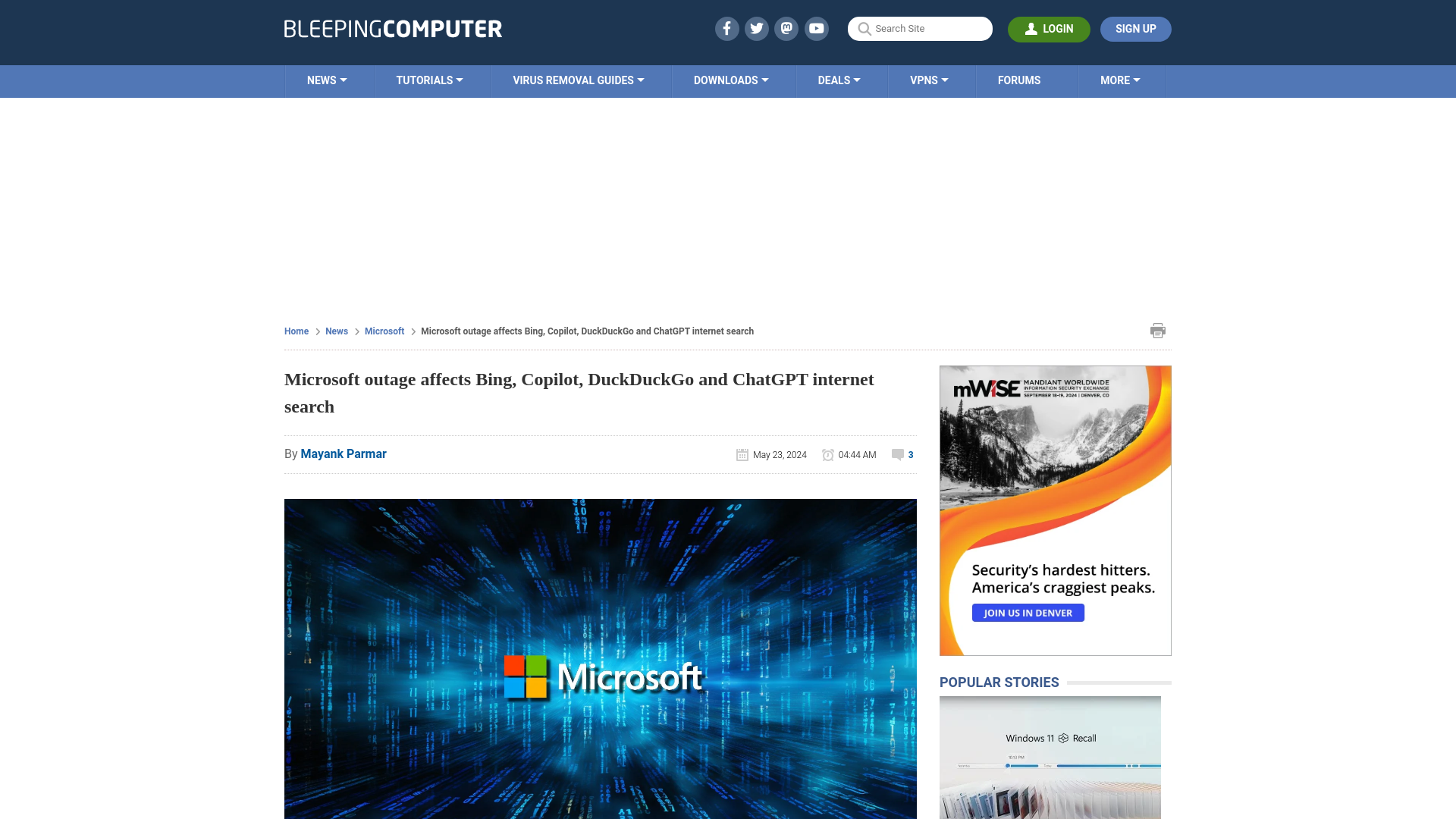 Microsoft outage affects Bing, Copilot, DuckDuckGo and ChatGPT internet search