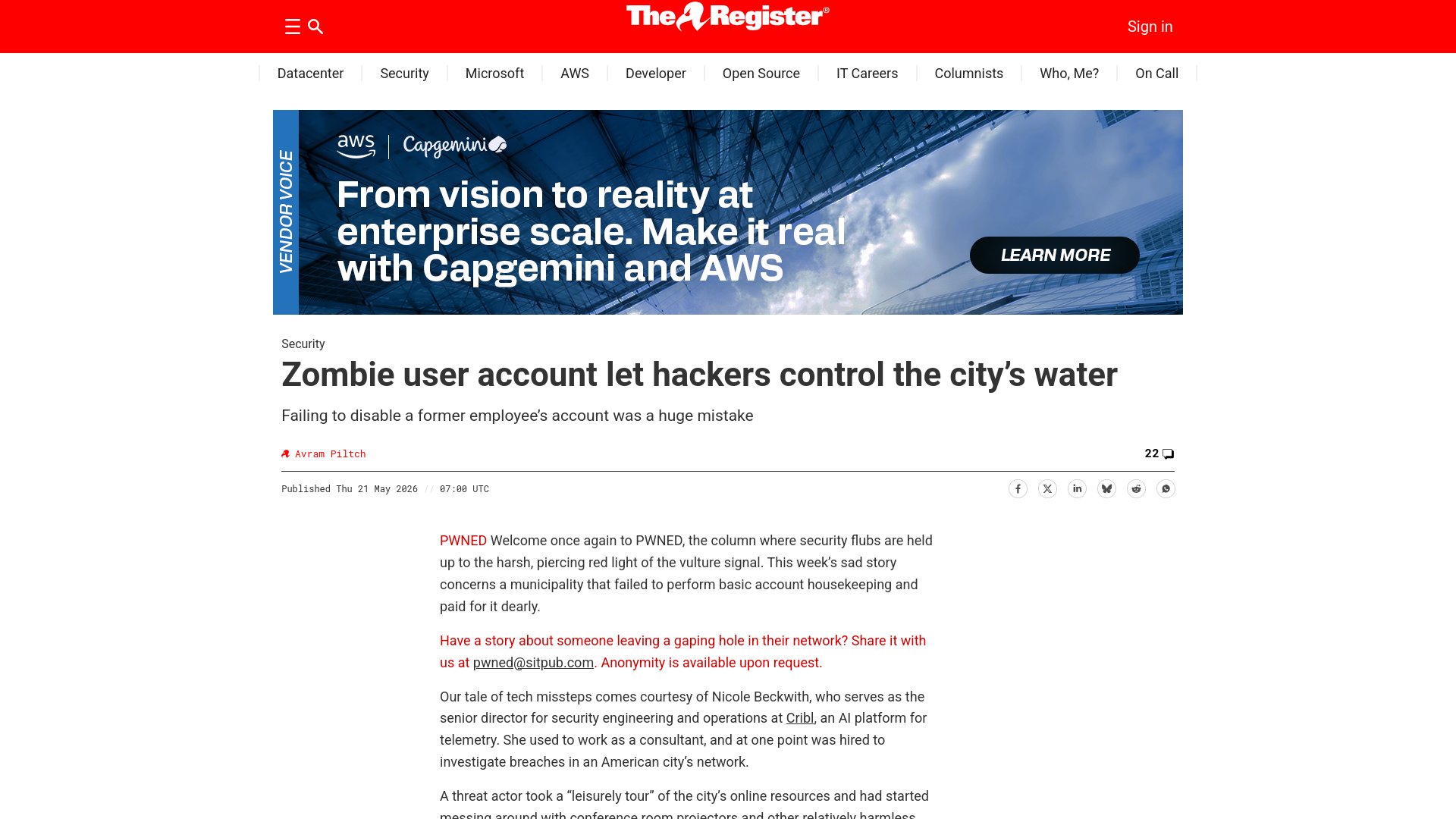 Zombie user account let hackers control the city’s water