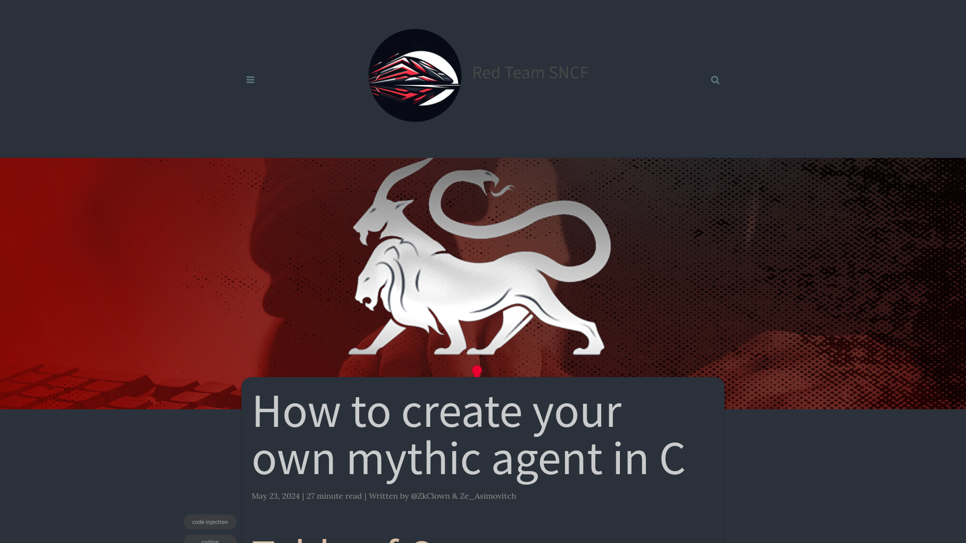 How to create your own mythic agent in C - Red Team SNCF