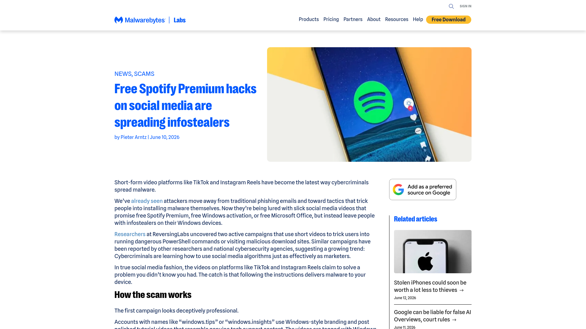 Free Spotify Premium hacks on social media are spreading infostealers | Malwarebytes