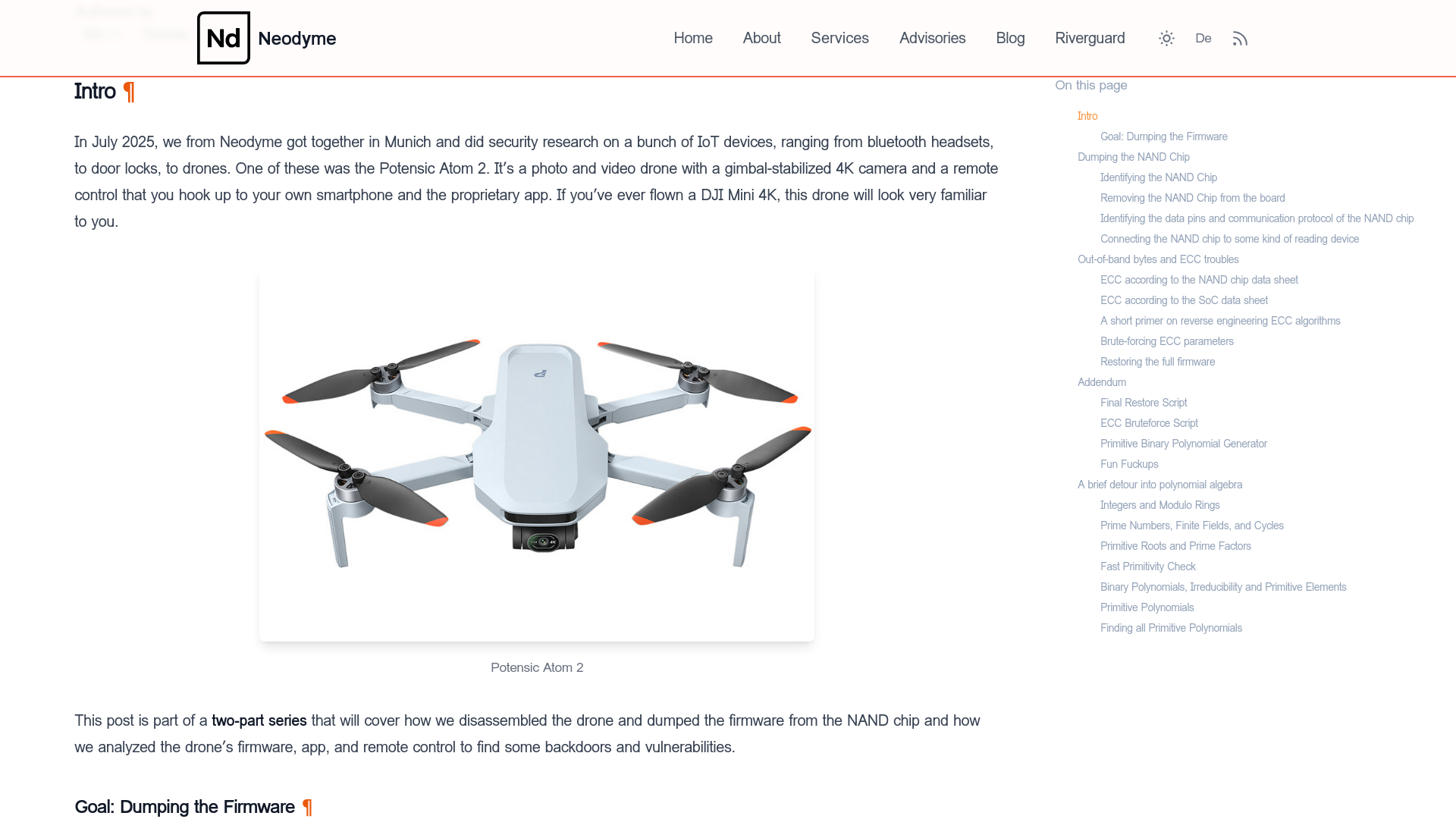 Drone Hacking Part 1: Dumping Firmware and Bruteforcing ECC — Neodyme
