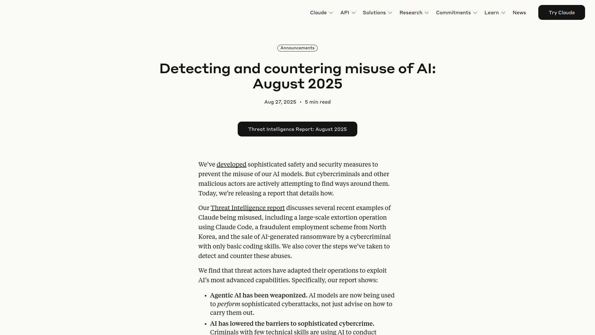 Detecting and countering misuse of AI: August 2025 \ Anthropic