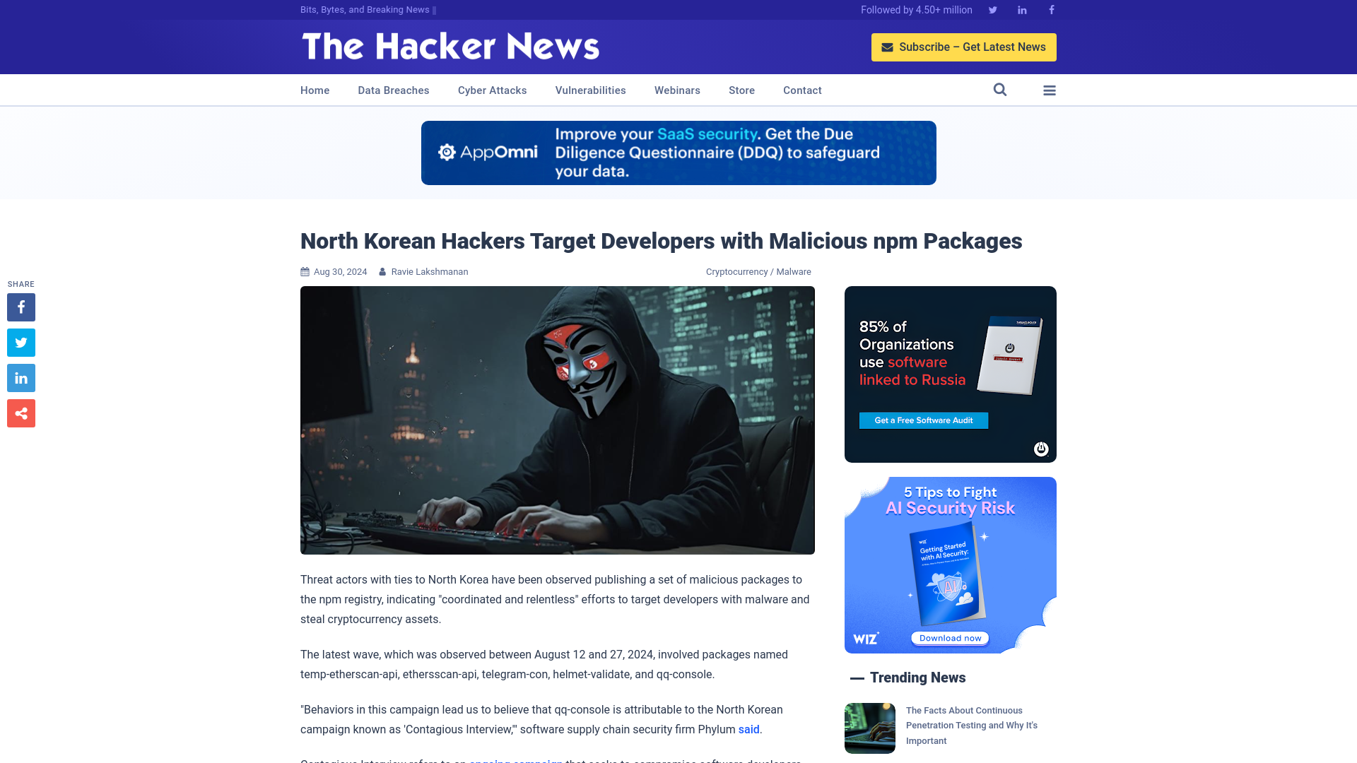 North Korean Hackers Target Developers with Malicious npm Packages