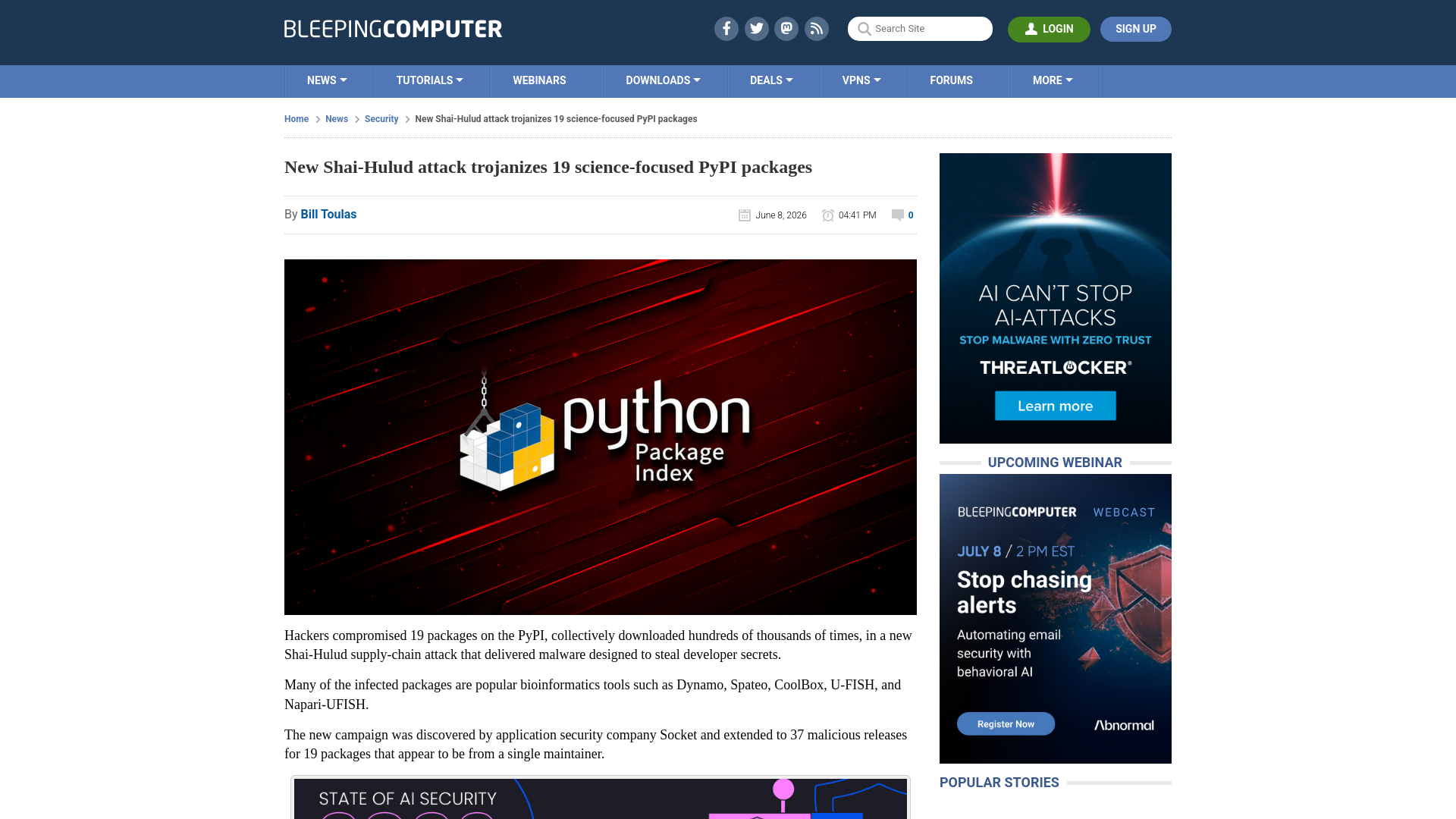 New Shai-Hulud attack trojanizes 19 science-focused PyPI packages