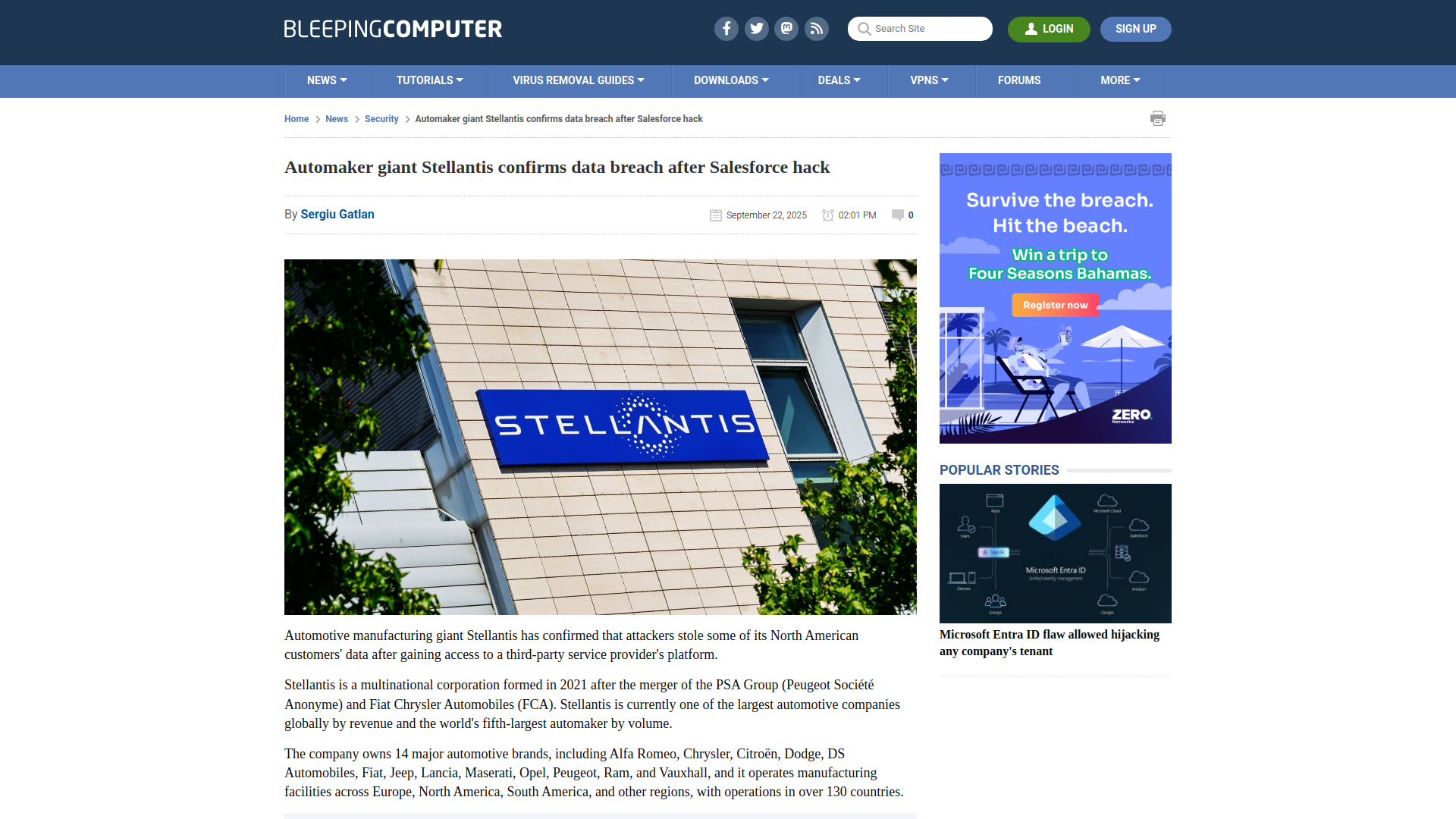Automaker giant Stellantis confirms data breach after Salesforce hack