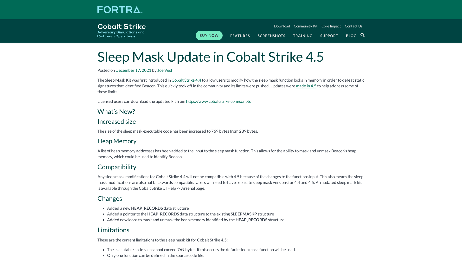 Sleep Mask Update in Cobalt Strike 4.5 | Cobalt Strike