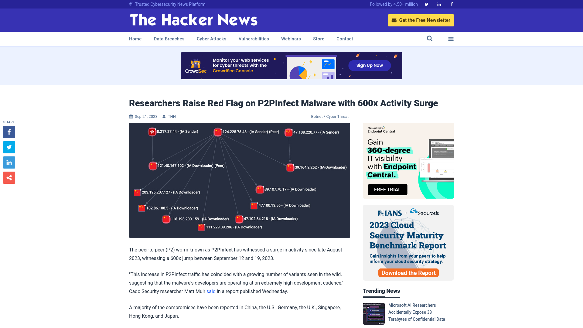 Researchers Raise Red Flag on P2PInfect Malware with 600x Activity Surge