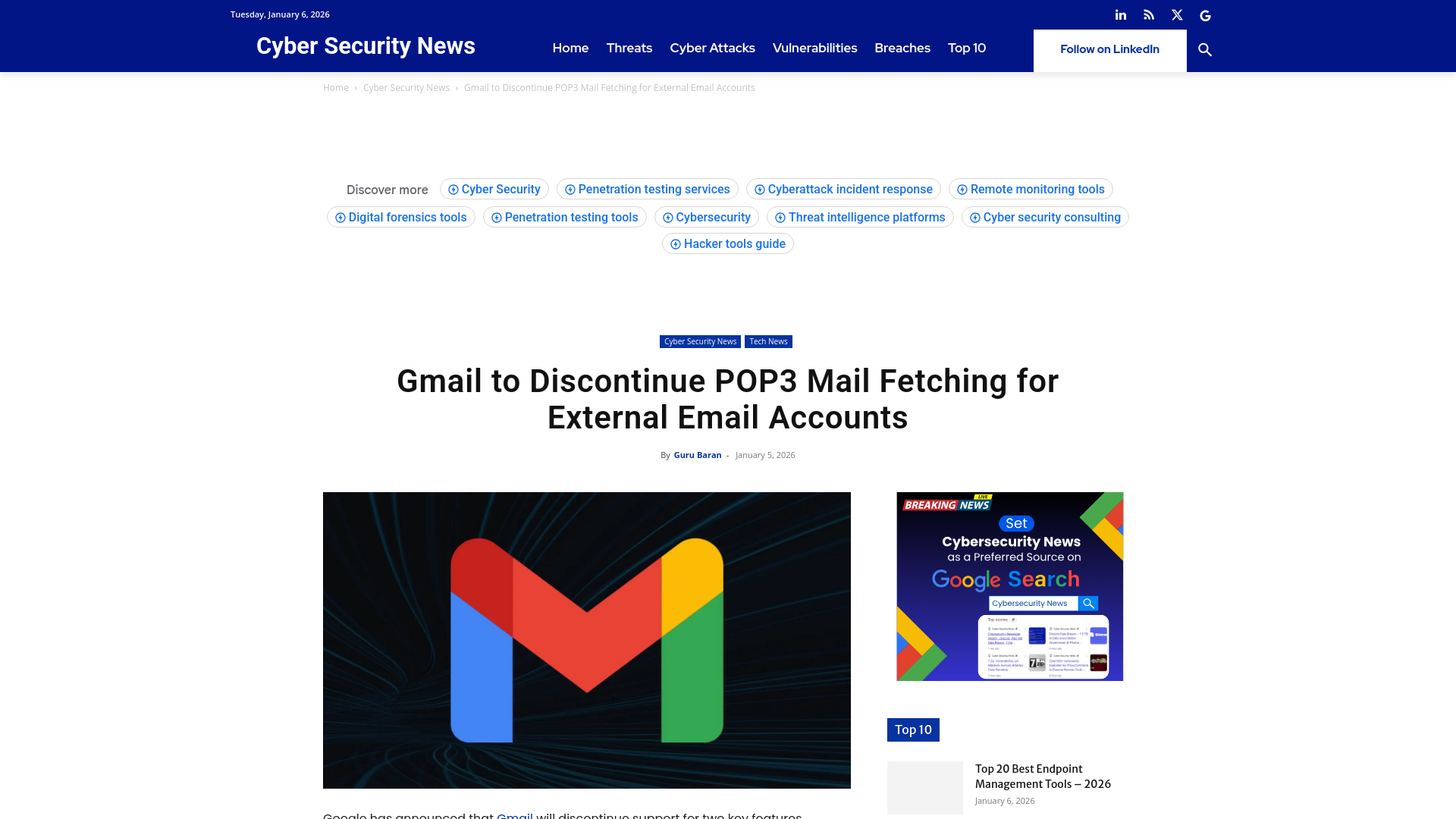 Gmail to Discontinue POP3 Mail Fetching for External Email Accounts