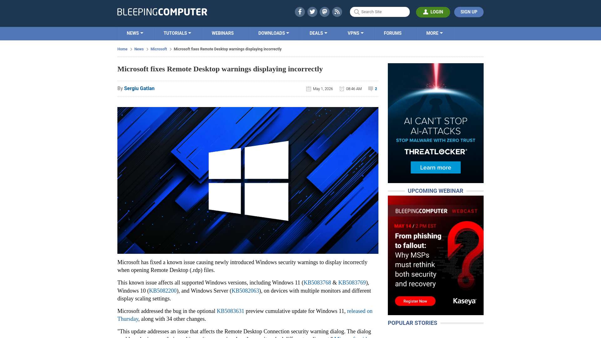 Microsoft fixes Remote Desktop warnings displaying incorrectly