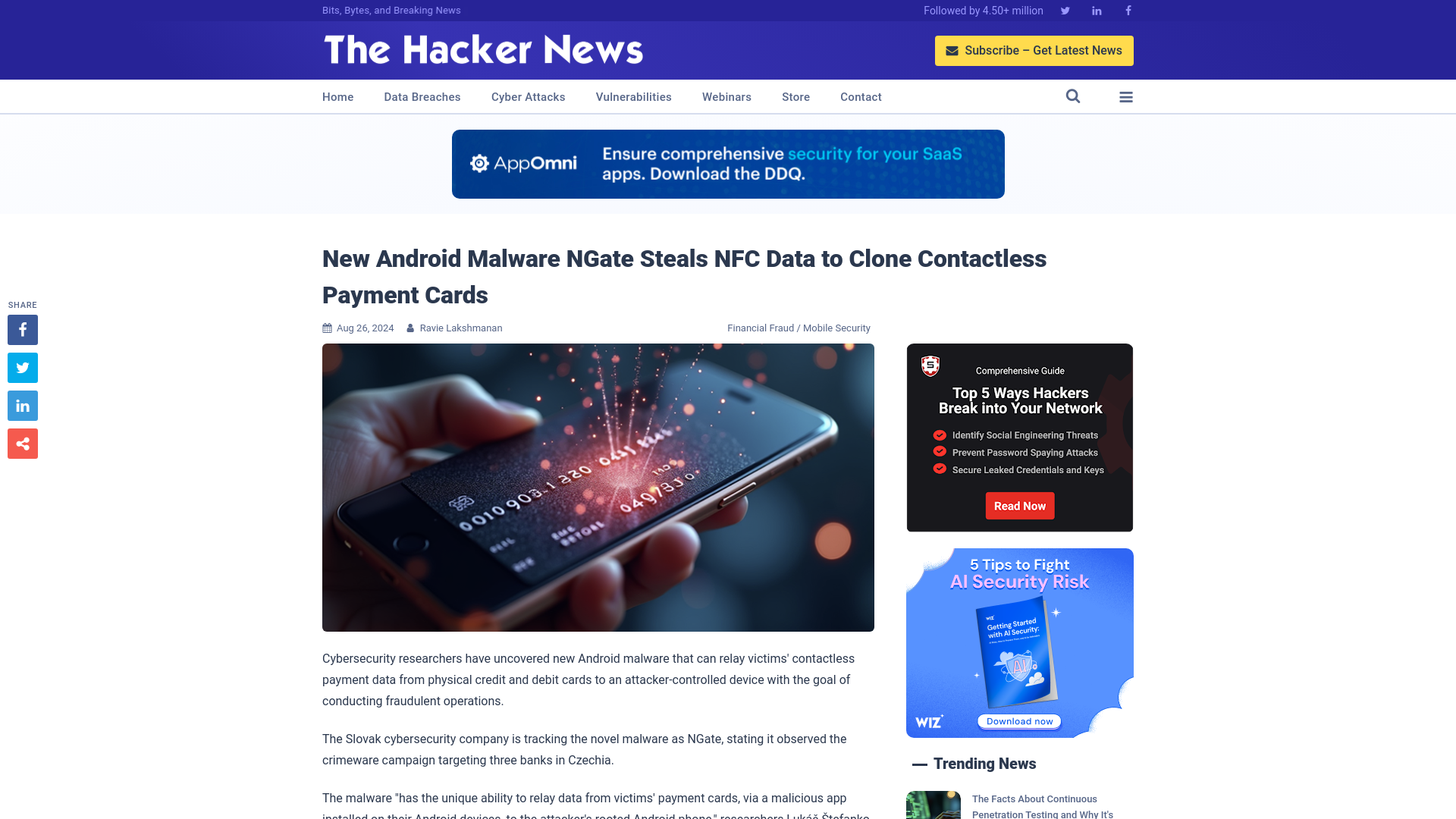 New Android Malware NGate Steals NFC Data to Clone Contactless Payment Cards