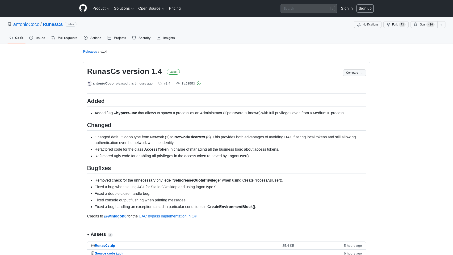 Release RunasCs version 1.4 · antonioCoco/RunasCs · GitHub