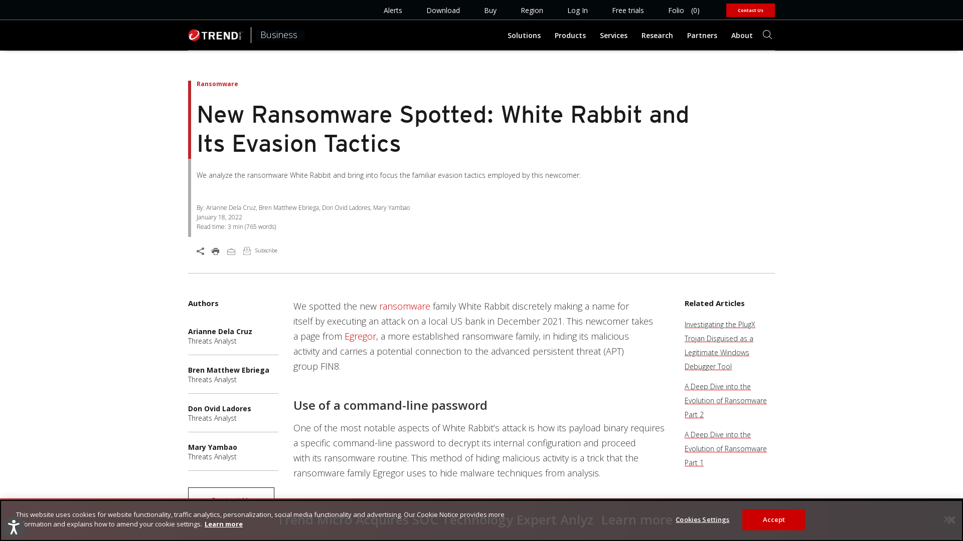 New Ransomware Spotted: White Rabbit and Its Evasion Tactics